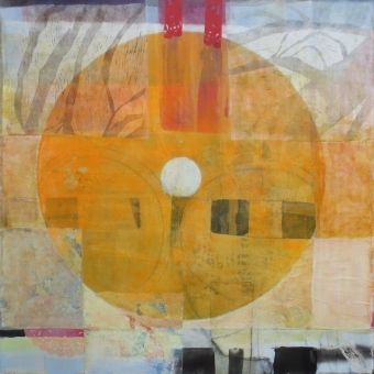 Herbst (Scherzando), 100 x 100 cm, Malerei Collage auf Leinwand, Iris Flexer 2018