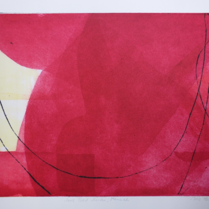 Menuet, Radierung zu J.S. Bach Cellosuiten, 28 x 50 cm, Iris Flexer 2008