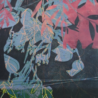 Blaetterwerk1-2019-70x50cm-Linolschnitt-Iris Flexer